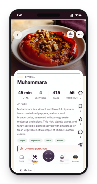Recipes wired to real, scored products